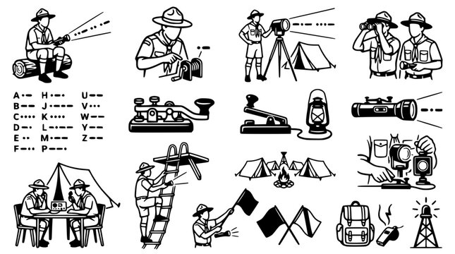 Scouting Activities: Morse Code, Signaling, Camping, and Communication Skills