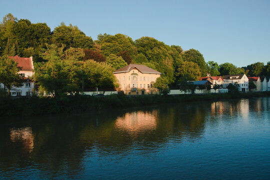 River Iller in Kempten, the largest town of Allg&auml;u, in Swabia, Bavaria, Germany.