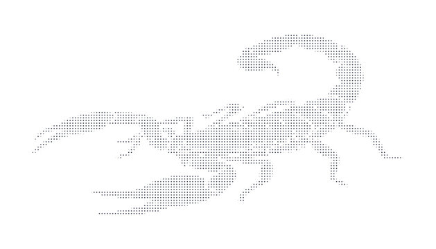 Creative pixel art style image of a stylized jumping monkey figure