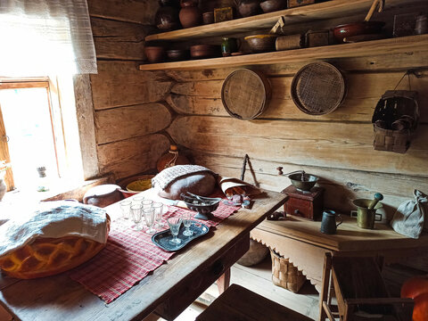 Interior of an old village house