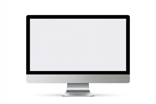 The Computer Monitor With Sleek Silver Stand in Minimal Studio