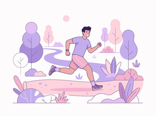 Obraz premium Healthy lifestyle concept with young man running in park