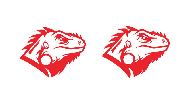Red Lizard Head Logo Design with Sharp Details.