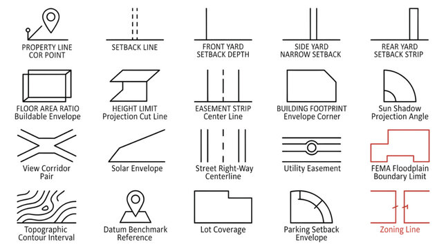Urban site analysis and zoning icons