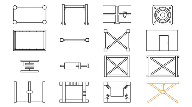 Seismic structural system outline vector icons
