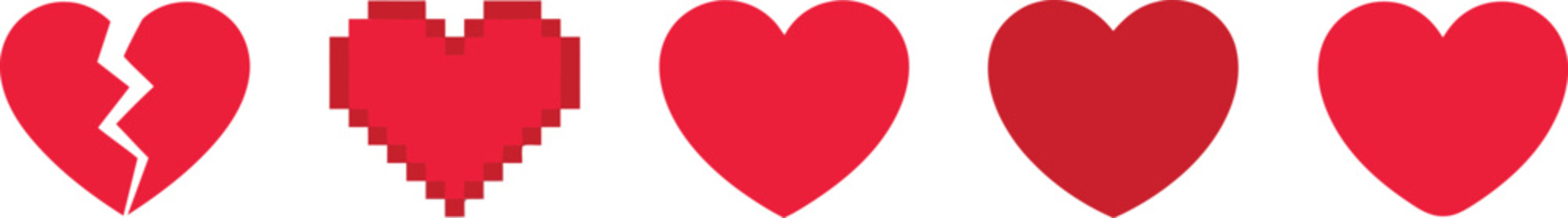 Heart progression icons broken to full emotional stages visual representation