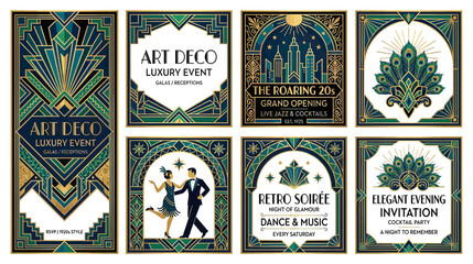 Art Deco Invitation Templates - Vintage Luxury Event Design © jono