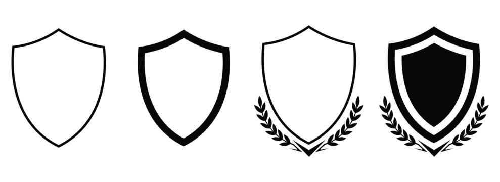 Premium heraldic shield vector icons collection featuring royal laurel wreaths and solid security badges for corporate luxury branding championship trophy awards academic emblem and assurance design