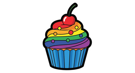 Obraz premium Colorful cupcake with rainbow frosting.