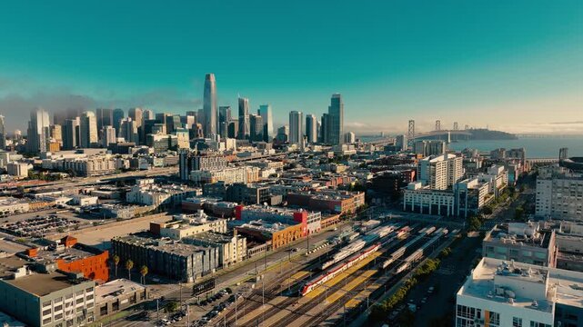Downtown San Francisco Skyline Pullback View