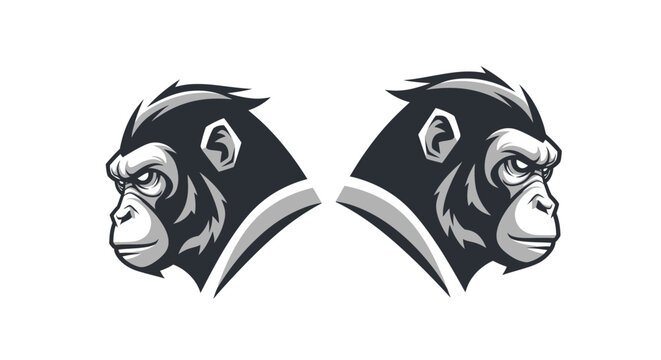 Two fierce gorilla heads in profile view.
