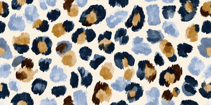 Abstract leopard spots in blue, brown, and cream hues
