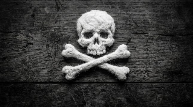 Skull and Crossbones Sign Formed From Textured White Cookies