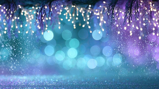 Twinkling lights and sparkling snow create a magical, festive winter wonderland