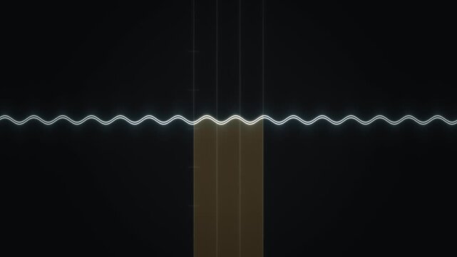 Sound waves travel across a dark background in a digital format