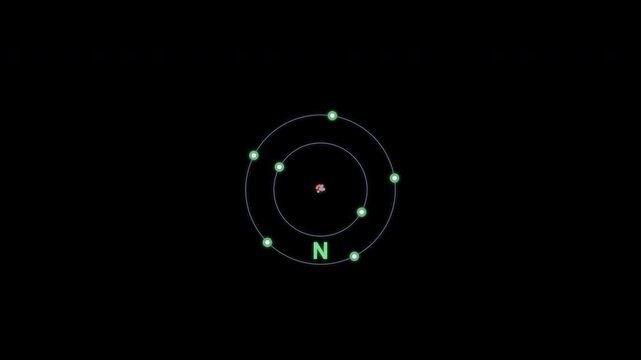 Nitrogen N Bohr Atom Model Clean No Text Overlay Alpha Channel 4K