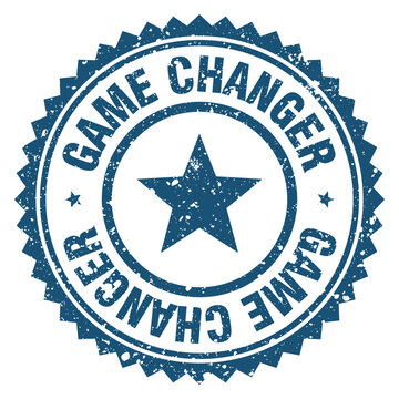 game changer blue grunge round stamp. game changer stamp
