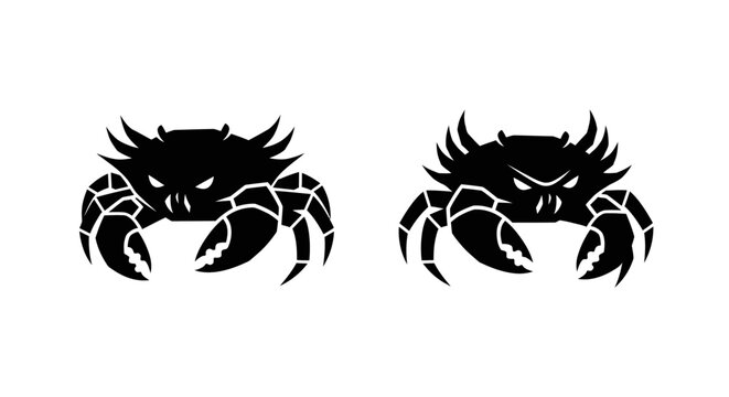 Two Black Silhouette Crabs Side by Side.