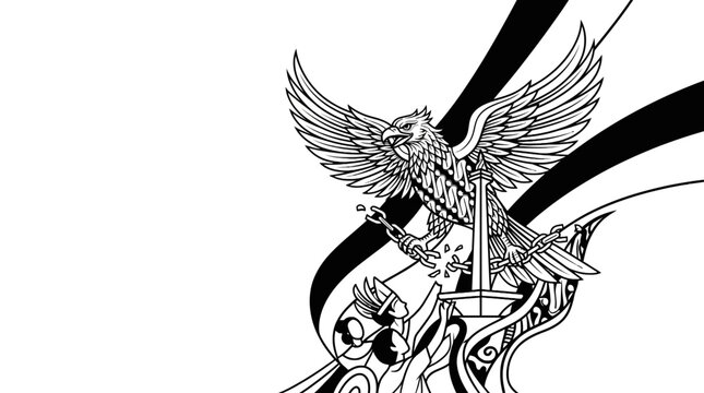 Garuda bird breaking chains for indonesia independence vector