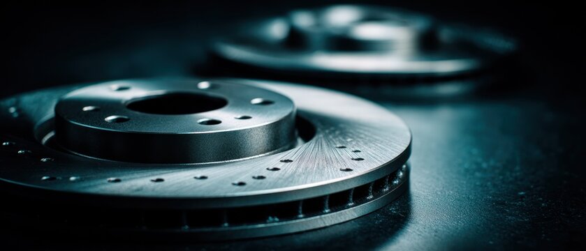 Brake discs close up of car parts
