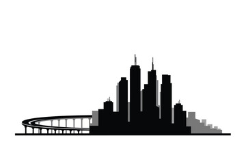 Naklejka premium City Skyline Silhouette Against White Background Vector Illustration