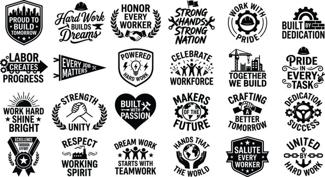 Construction Worker Typography Quote Collection for T Shirts, Stickers, Posters, Safety Campaigns, Labor Day, Company Branding