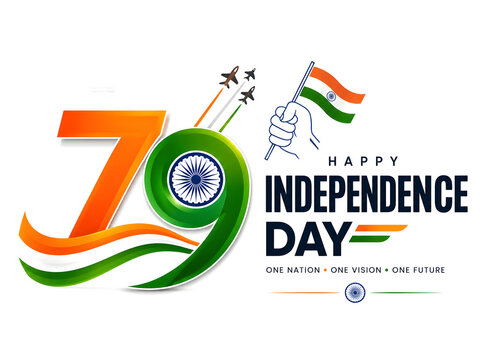 Happy 79th Independence Day India Celebration with Tricolor Theme and Ashoka Chakra