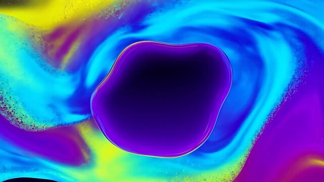 Abstract neon waves with purple clover
