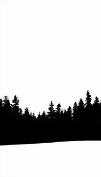 Black Forest Silhouette Border on White Background