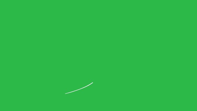Hand Drawn 2D Animated White Line Heart Shape Doodle Overlay on Green Screen