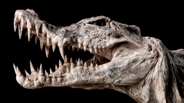 Close up of a crocodile head with mouth open