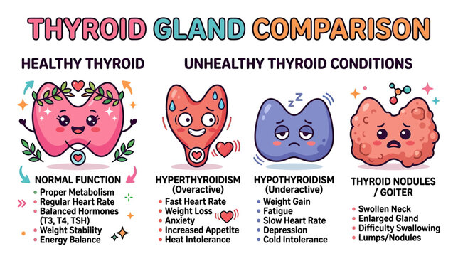 Thyroid Gland Comparison: Healthy vs. Unhealthy Conditions