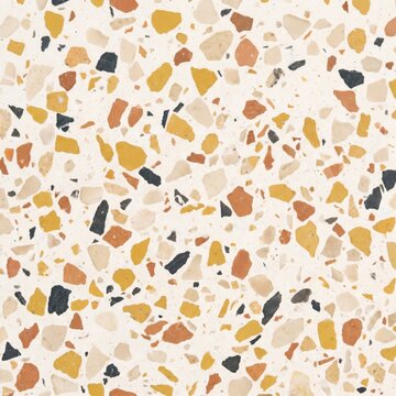 Colorful terrazzo surface texture background with warm speckled stone chips