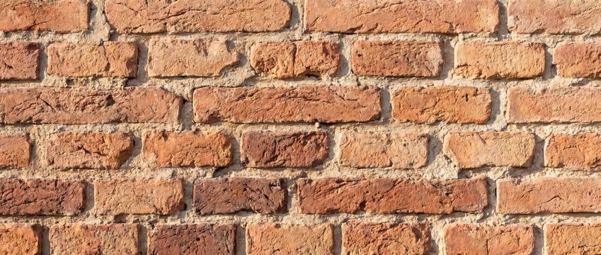 Weathered exposed brick wall texture background with warm terracotta tones