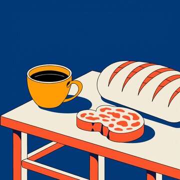 breakfast with coffee and croissant