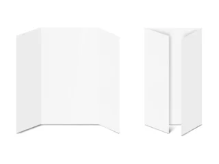 Blank white gatefold card. Realistic vector mockup. Open single gate fold brochure, presentation, event invitation. 3d mock-up. Template for design © JAYANNPO