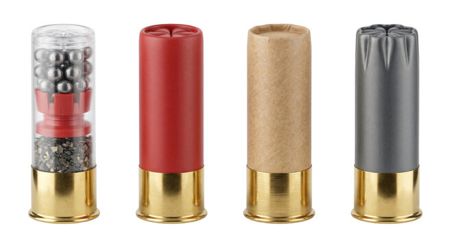 Rows of rifle shotgun ammunition shells isolated