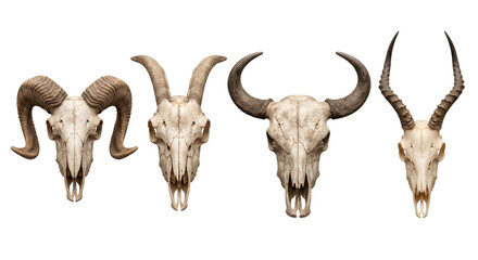 Collection of realistic animal and human horn skulls © PNG Lab