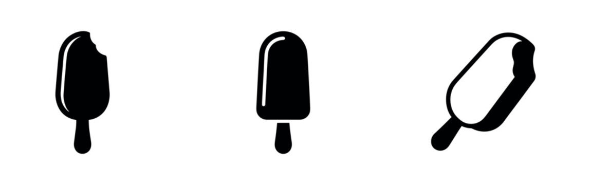 Set of ice cream bar and popsicle icons, some with a bite taken.