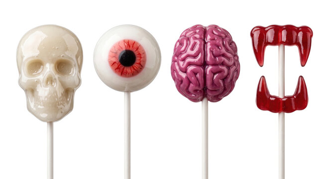 Creepy Halloween character cake pop treats on sticks