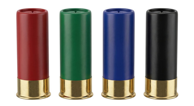 Colorful lines of shotgun ammunition cartridges and shells
