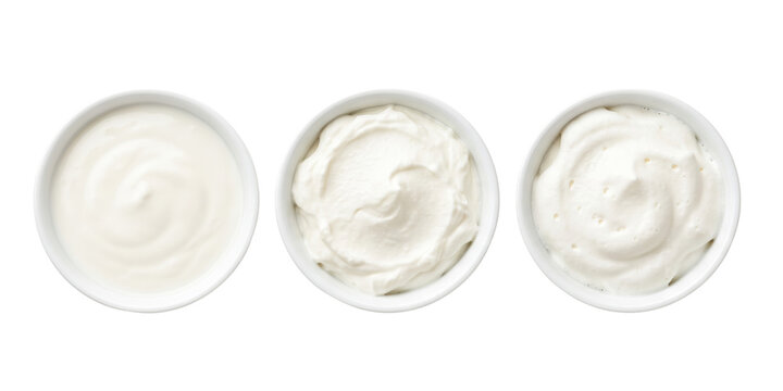 Small ceramic bowls filled with thick white cream