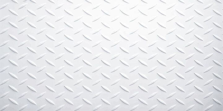 White diamond plate metal texture background with embossed steel surface pattern for industrial design projects