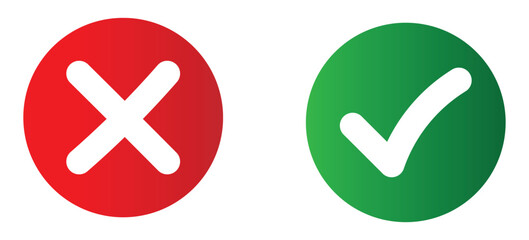 Red cross mark and green check mark symbols representing choices or decisions © Tanvir Khan