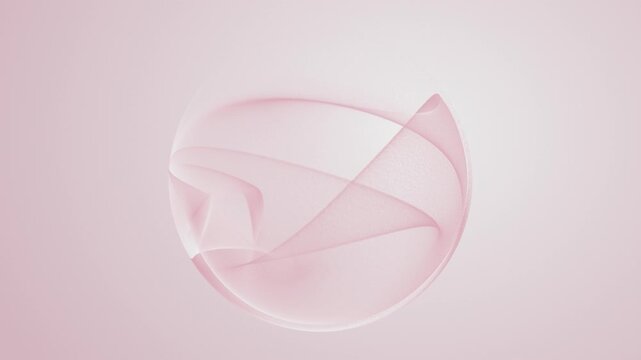 Soft pink sphere calm delicate pink background. Gentle pink orb wavy flowing pattern. Abstract relaxing balance backdrop pastel pink. 3D sphere equilibrium meditation  feminine Valentine's Day looped.