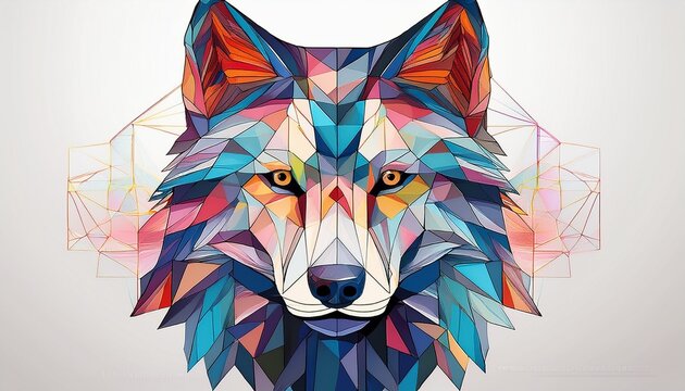 the geometric wolf on a white background