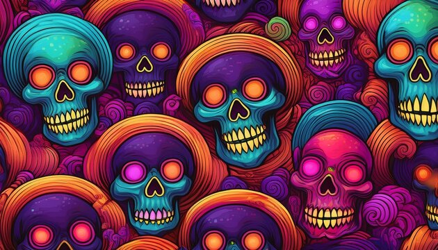 the seamless pixel background with skulls