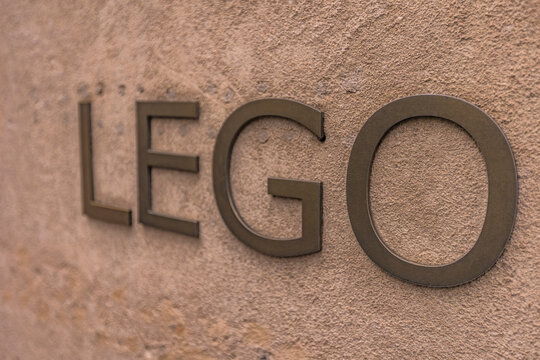 New York City, United States - April 5, 2026: The LEGO logo is displayed on the exterior of a LEGO Store in Manhattan