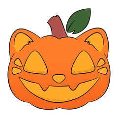Halloween cat pumpkin jack o lantern kitten face orange © BlackGroundMeYou 