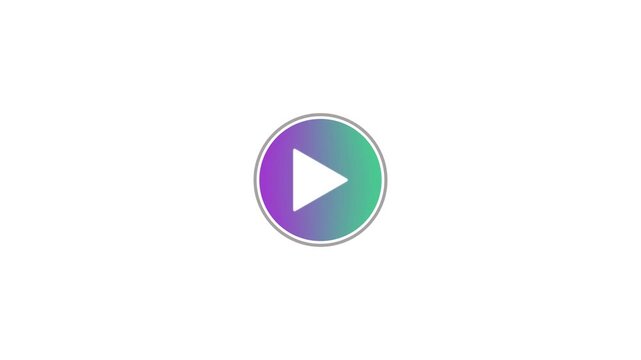 play button icon animated on white background